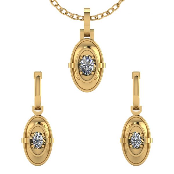 Earring and Pendant set with Marquise Center Diamond - Image 2