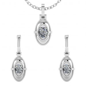 Earring and Pendant set with Marquise Center Diamond