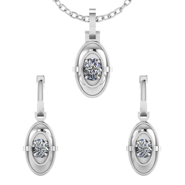 Earring and Pendant set with Marquise Center Diamond