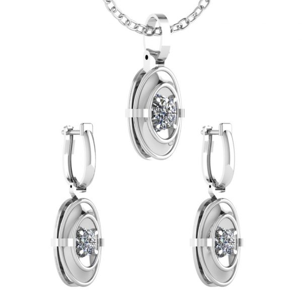 Earring and Pendant set with Marquise Center Diamond - Image 13