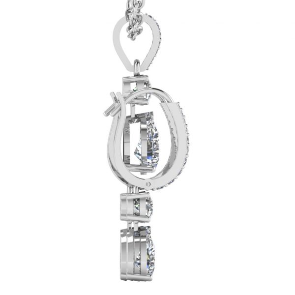 Earring and Pendant Set with Pear and Round diamond - Image 13