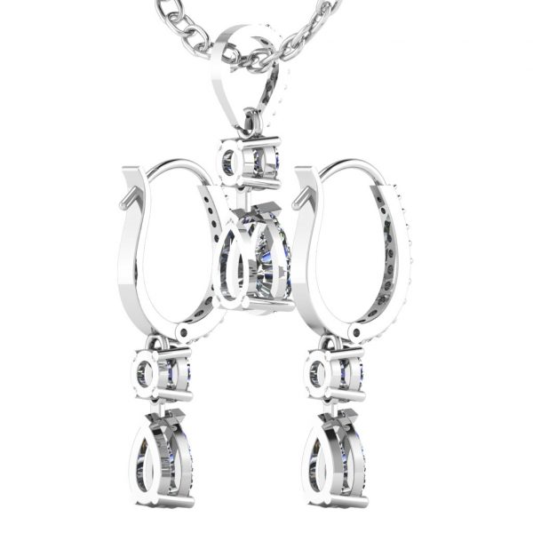 Earring and Pendant Set with Pear and Round diamond - Image 14