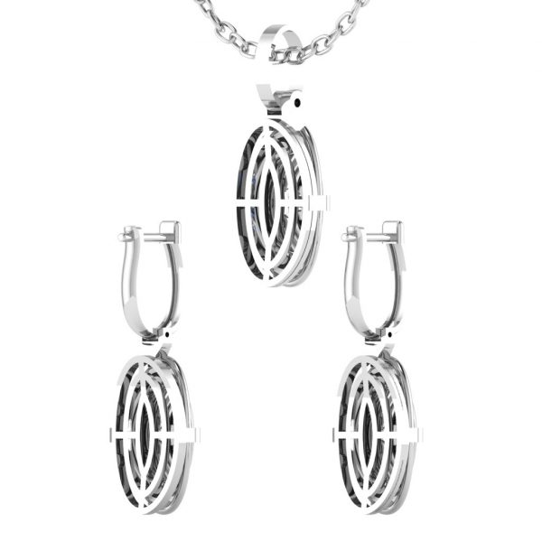 Earring and Pendant set with Marquise Center Diamond - Image 15