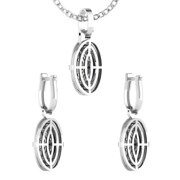 Earring and Pendant set with Marquise Center Diamond - Image 16