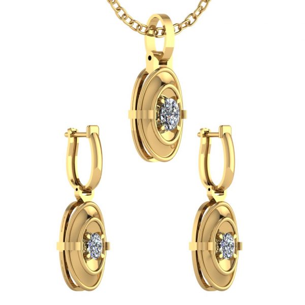 Earring and Pendant set with Marquise Center Diamond - Image 3