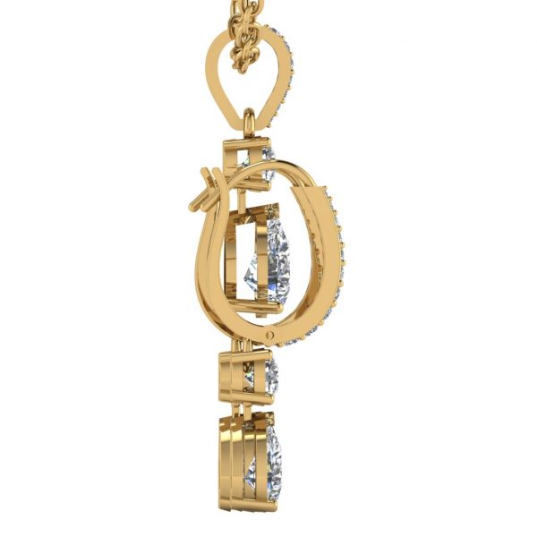 Earring and Pendant Set with Pear and Round diamond - Image 3