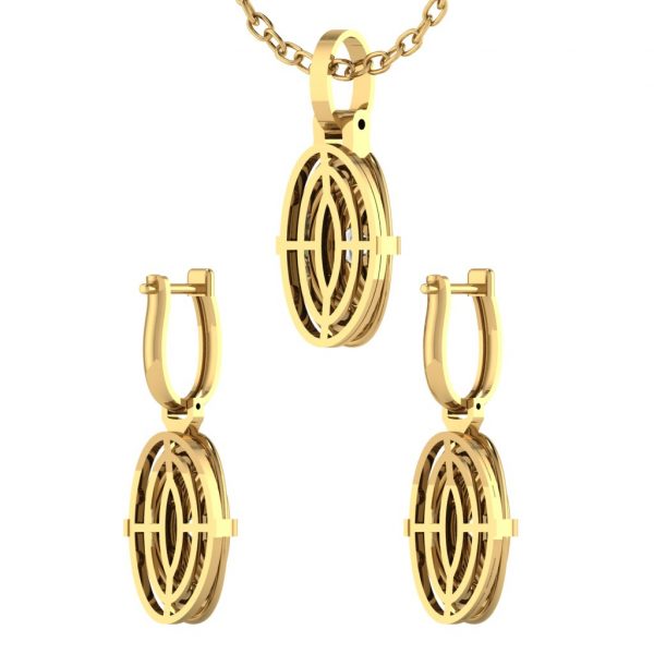 Earring and Pendant set with Marquise Center Diamond - Image 5