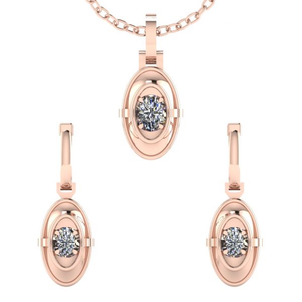 Earring and Pendant set with Marquise Center Diamond - Image 7