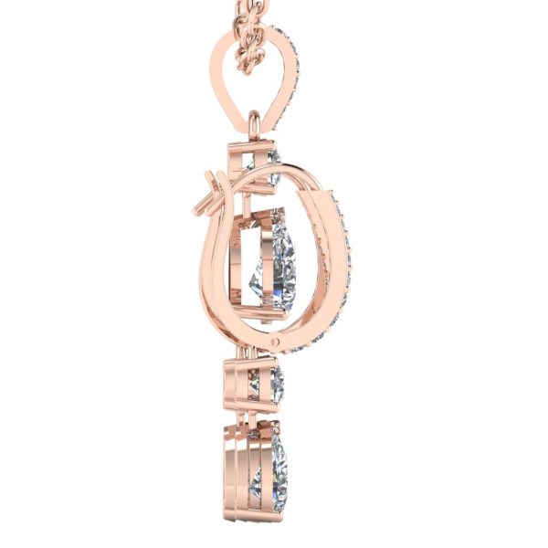 Earring and Pendant Set with Pear and Round diamond - Image 8
