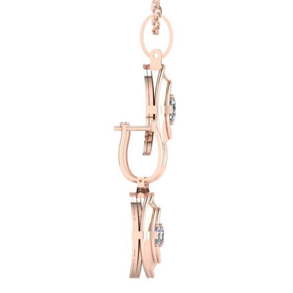 Earring and Pendant set with Marquise Center Diamond - Image 9