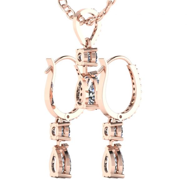 Earring and Pendant Set with Pear and Round diamond - Image 9